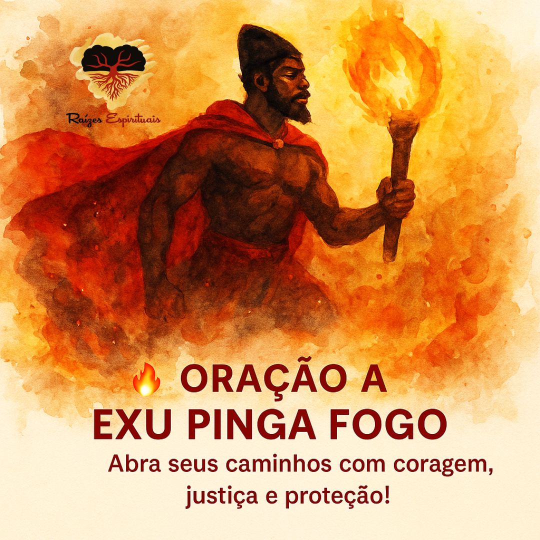 EXu pinga fogo , um homem negro segurando uma tocha em chamas